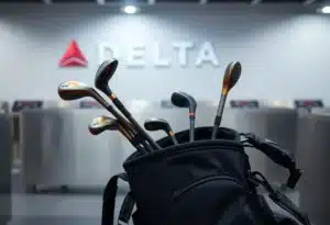 Damaged golf equipment after Delta flight mishap