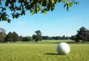 A stunning close-up view of a beautiful golf course, showcasing vibrant green grass and well-kept fairways.